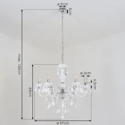 Lustre Malmback Chrome, Blanc, 6 Lumieres