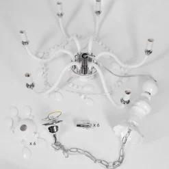 Lustre Malmback Chrome, Blanc, 6 Lumieres