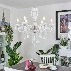 Lustre Malmback Chrome, Blanc, 6 Lumieres