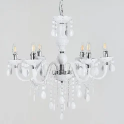 Lustre Malmback Chrome, Blanc, 6 Lumieres