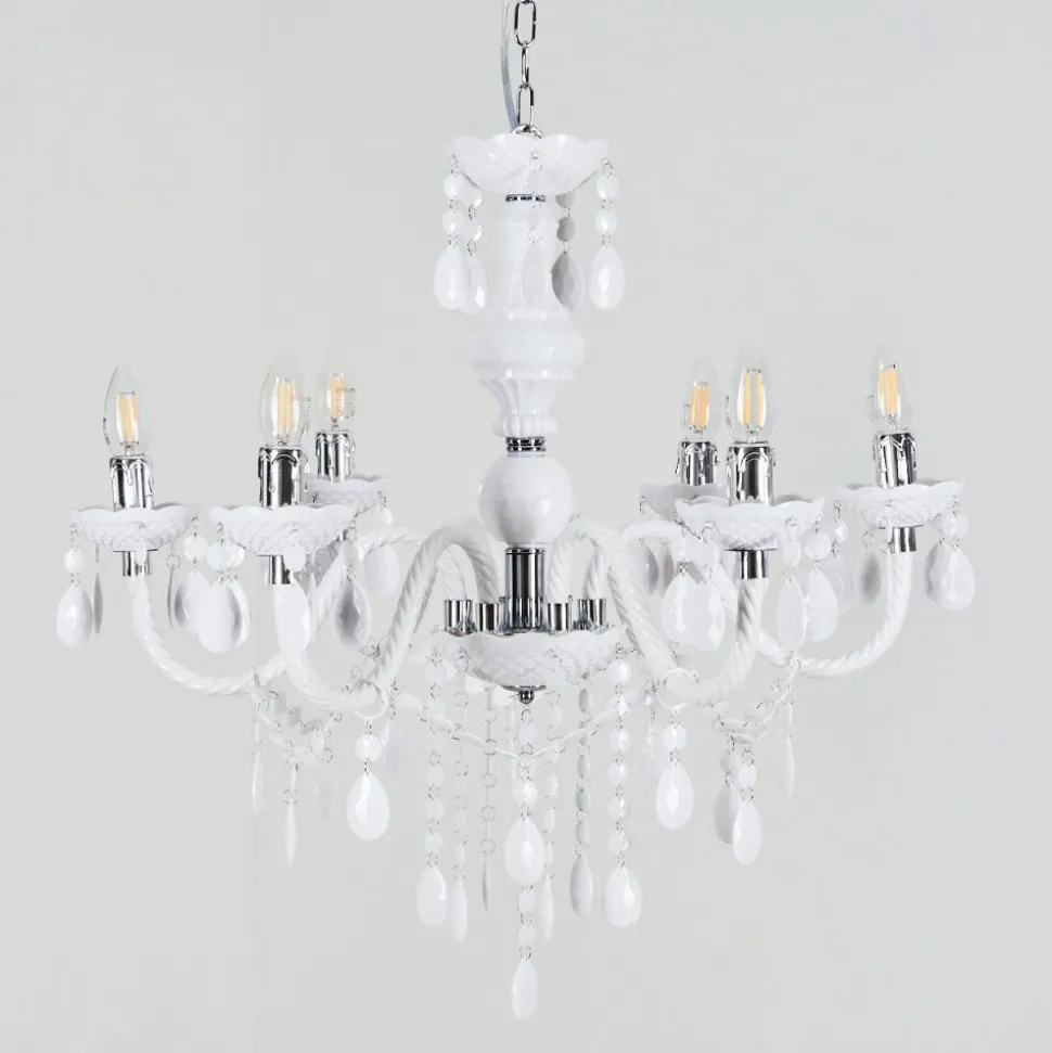Lustre Malmback Chrome, Blanc, 6 Lumieres