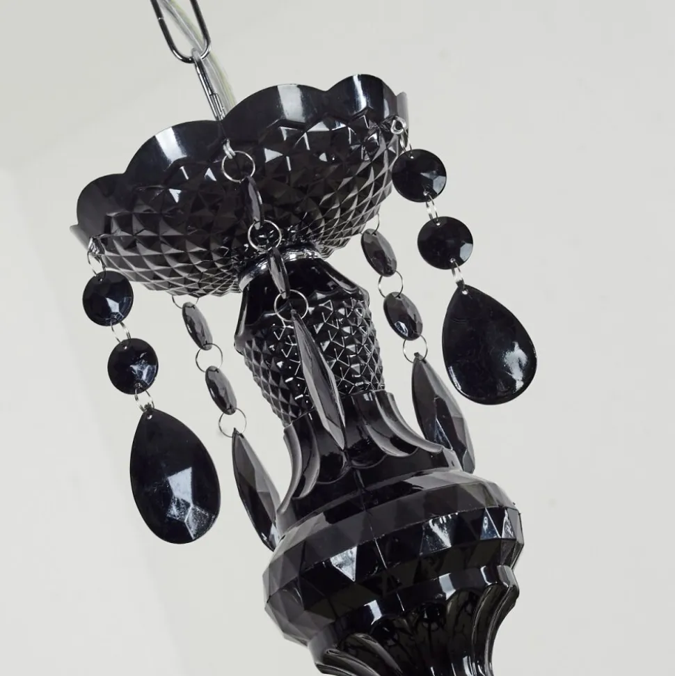 Lustre Malmback Chrome, Noir, 6 Lumieres