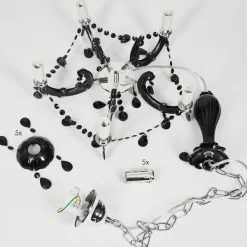Lustre Malmback Chrome, Noir, 5 Lumieres