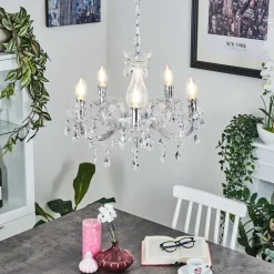 Lustre Malmback Chrome, Transparent, 5 Lumieres