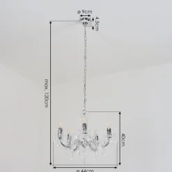 Lustre Malmback Chrome, Transparent, 5 Lumieres