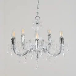 Lustre Malmback Chrome, Transparent, 5 Lumieres