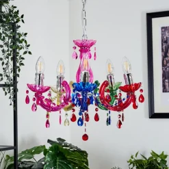 Lustre Malmback Multicolore, Chrome, 5 Lumieres