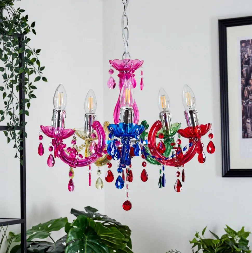 Lustre Malmback Multicolore, Chrome, 5 Lumieres