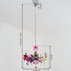 Lustre Malmback Multicolore, Chrome, 5 Lumieres