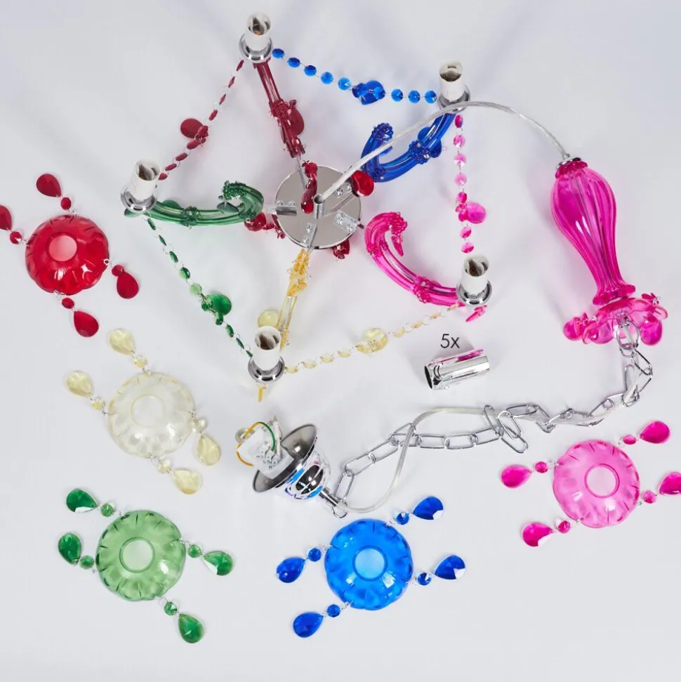 Lustre Malmback Multicolore, Chrome, 5 Lumieres