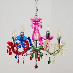 Lustre Malmback Multicolore, Chrome, 5 Lumieres