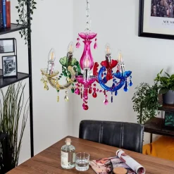 Lustre Malmback Multicolore, Chrome, 5 Lumieres
