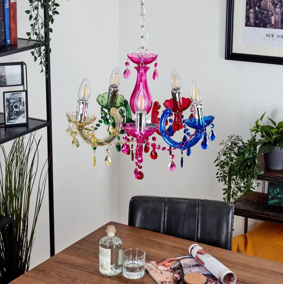 Lustre Malmback Multicolore, Chrome, 5 Lumieres