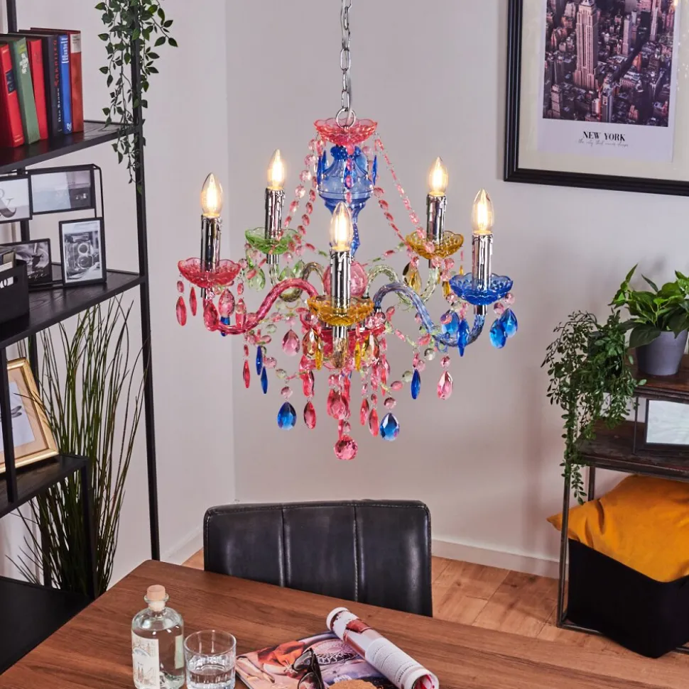 Lustre Malmback Multicolore, Chrome, 5 Lumieres