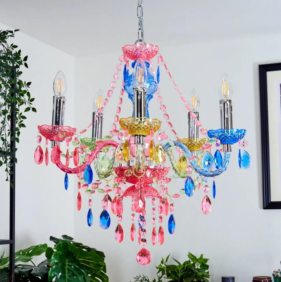 Lustre Malmback Multicolore, Chrome, 5 Lumieres