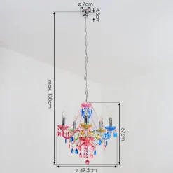 Lustre Malmback Multicolore, Chrome, 5 Lumieres