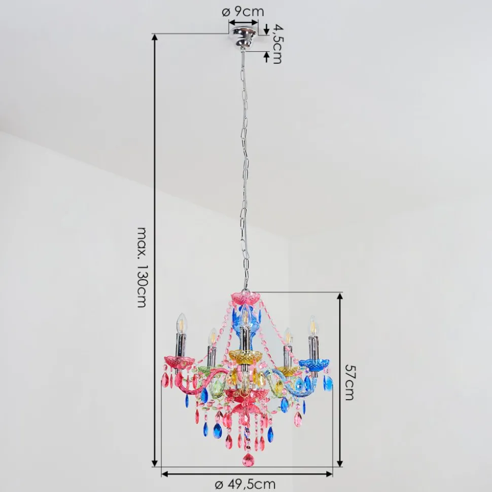 Lustre Malmback Multicolore, Chrome, 5 Lumieres