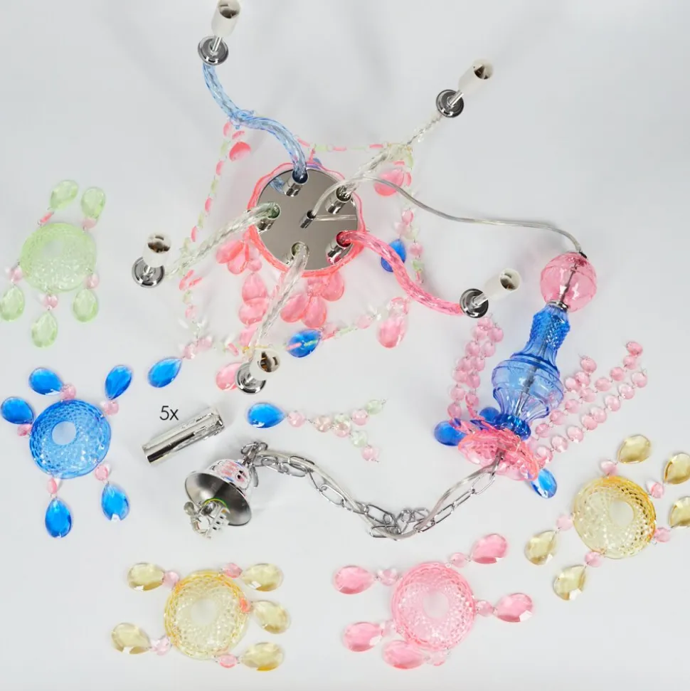 Lustre Malmback Multicolore, Chrome, 5 Lumieres