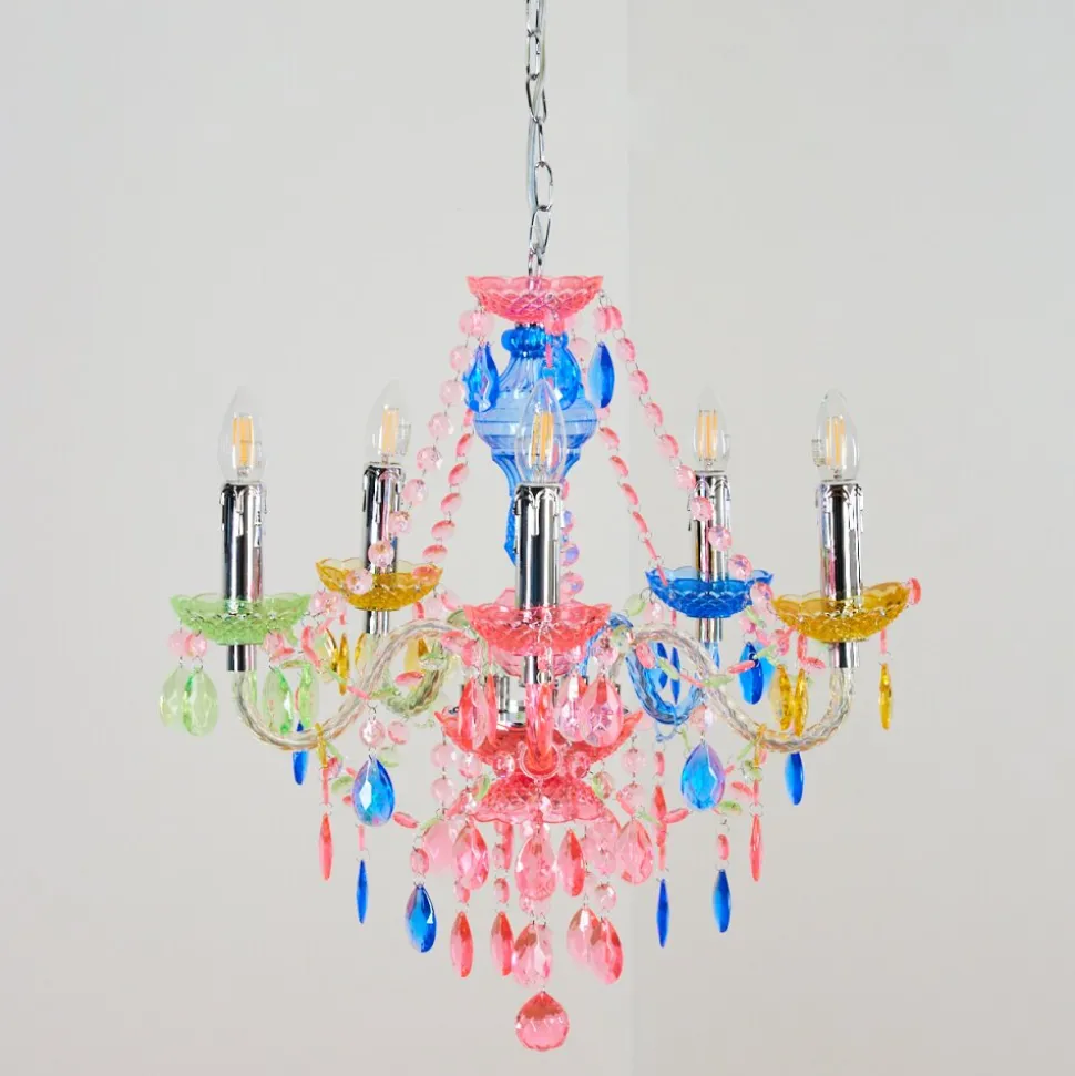 Lustre Malmback Multicolore, Chrome, 5 Lumieres