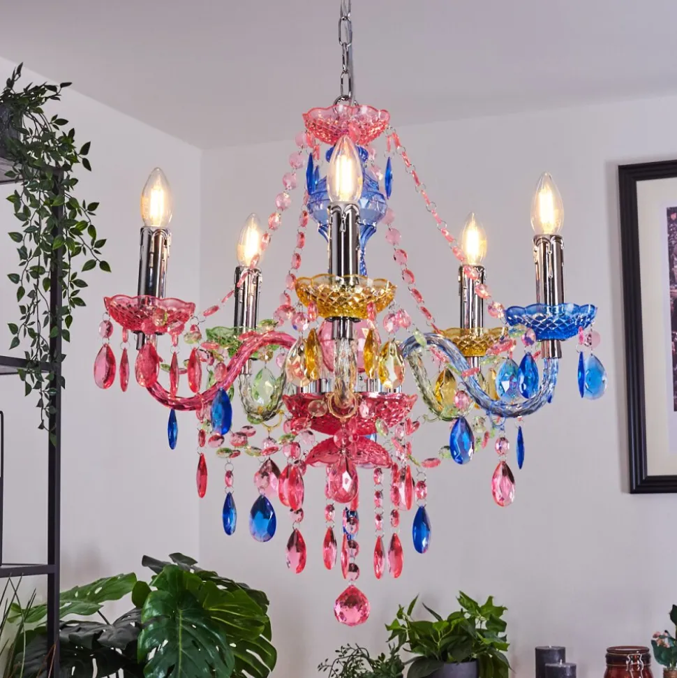 Lustre Malmback Multicolore, Chrome, 5 Lumieres