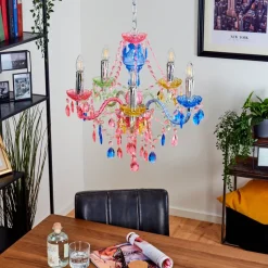 Lustre Malmback Multicolore, Chrome, 5 Lumieres