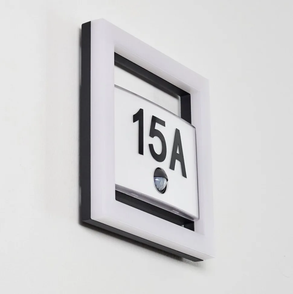 Numero D'Adresse Eclaire Louisville Led Gris, 1 Lumiere, Detecteur De Mouvement