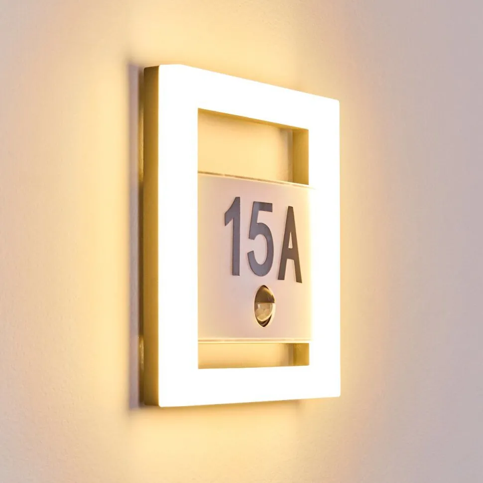 Numero D'Adresse Eclaire Louisville Led Gris, 1 Lumiere, Detecteur De Mouvement