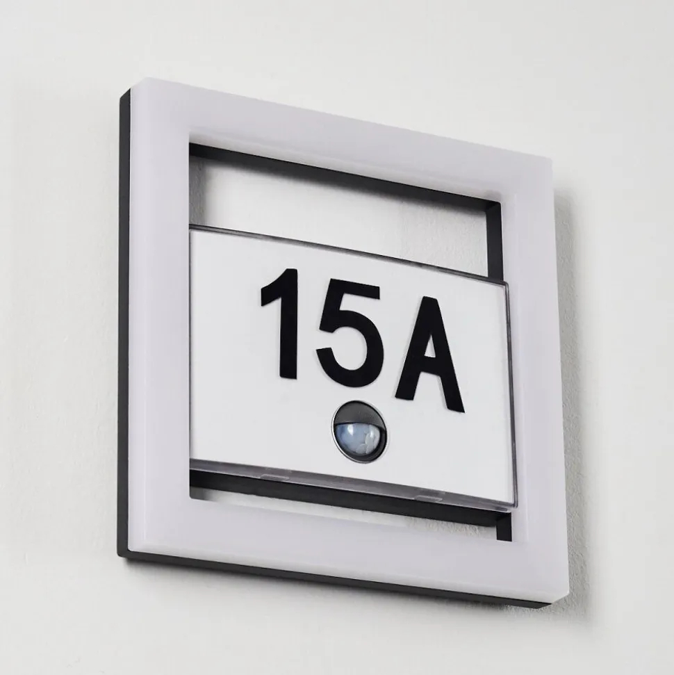 Numero D'Adresse Eclaire Louisville Led Gris, 1 Lumiere, Detecteur De Mouvement