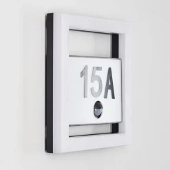 Numero D'Adresse Eclaire Louisville Led Gris, 1 Lumiere, Detecteur De Mouvement