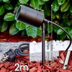 Pique De Terre Froslev Led Noir, 1 Lumiere