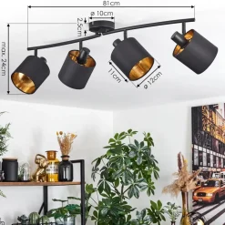 Plafonnier Alsen Noir, 4 Lumieres