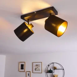 Plafonnier Alsen Noir Dore, 2 Lumieres