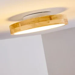 Plafonnier Bagaha Led Bois Clair, 1 Lumiere, Telecommandes