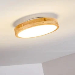 Plafonnier Bagaha Led Bois Clair, 1 Lumiere, Telecommandes