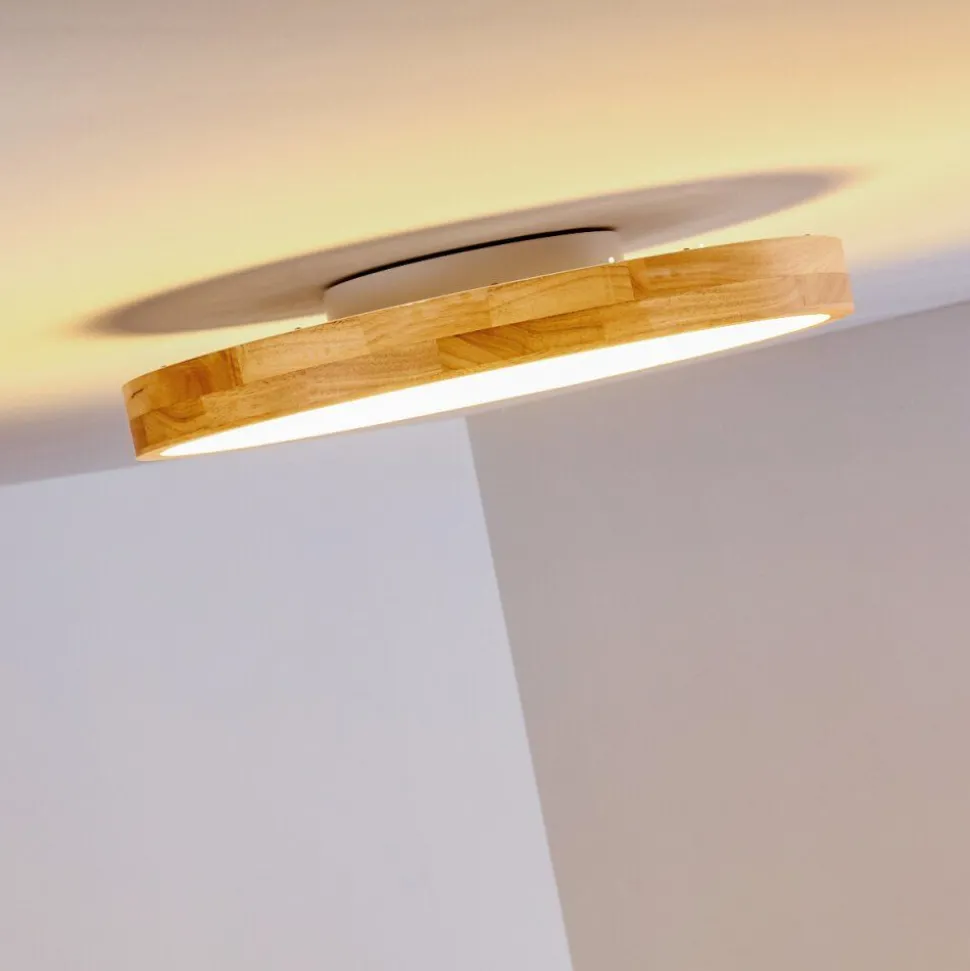 Plafonnier Bagaha Led Bois Clair, 1 Lumiere, Telecommandes