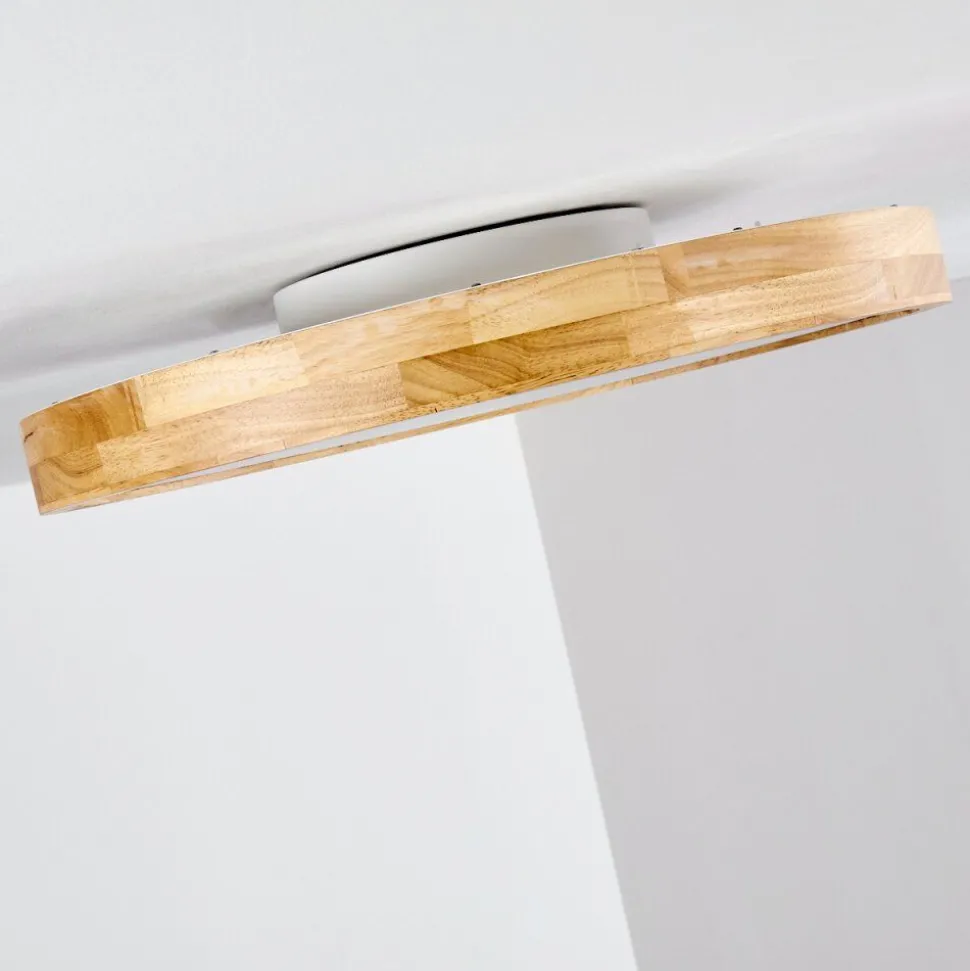 Plafonnier Bagaha Led Bois Clair, 1 Lumiere, Telecommandes