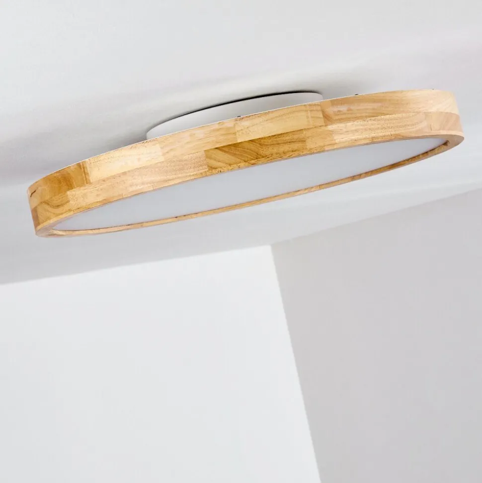 Plafonnier Bagaha Led Bois Clair, 1 Lumiere, Telecommandes