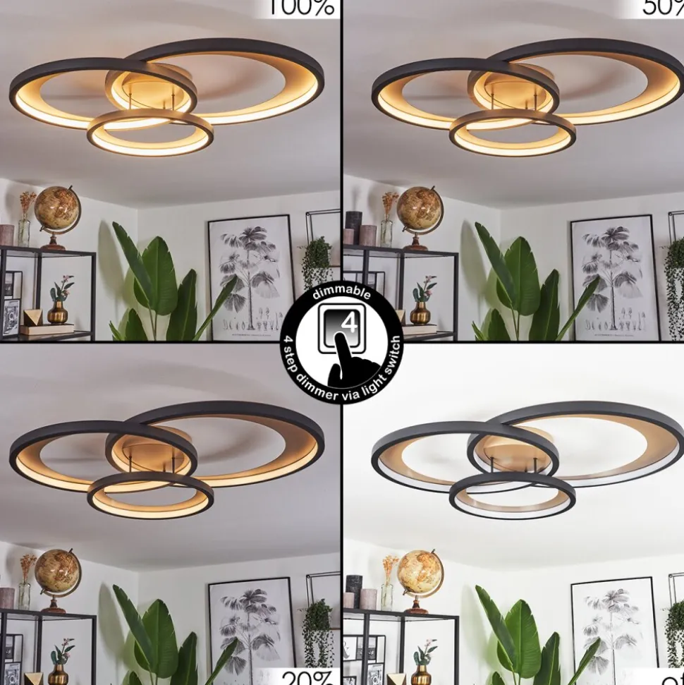 Plafonnier Baiyin Led Or, 1 Lumiere