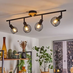Plafonnier Ballis Ecru, Noir, 4 Lumieres