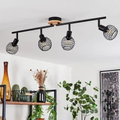 Plafonnier Ballis Ecru, Noir, 4 Lumieres