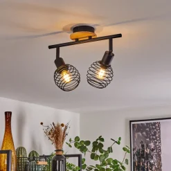 Plafonnier Ballis Ecru, Noir, 2 Lumieres