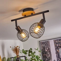 Plafonnier Ballis Ecru, Noir, 2 Lumieres