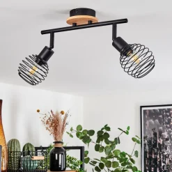 Plafonnier Ballis Ecru, Noir, 2 Lumieres