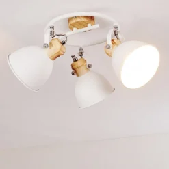 Plafonnier Banjul Bois Clair, Blanc, 3 Lumieres
