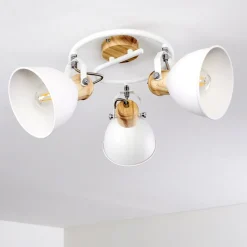 Plafonnier Banjul Bois Clair, Blanc, 3 Lumieres