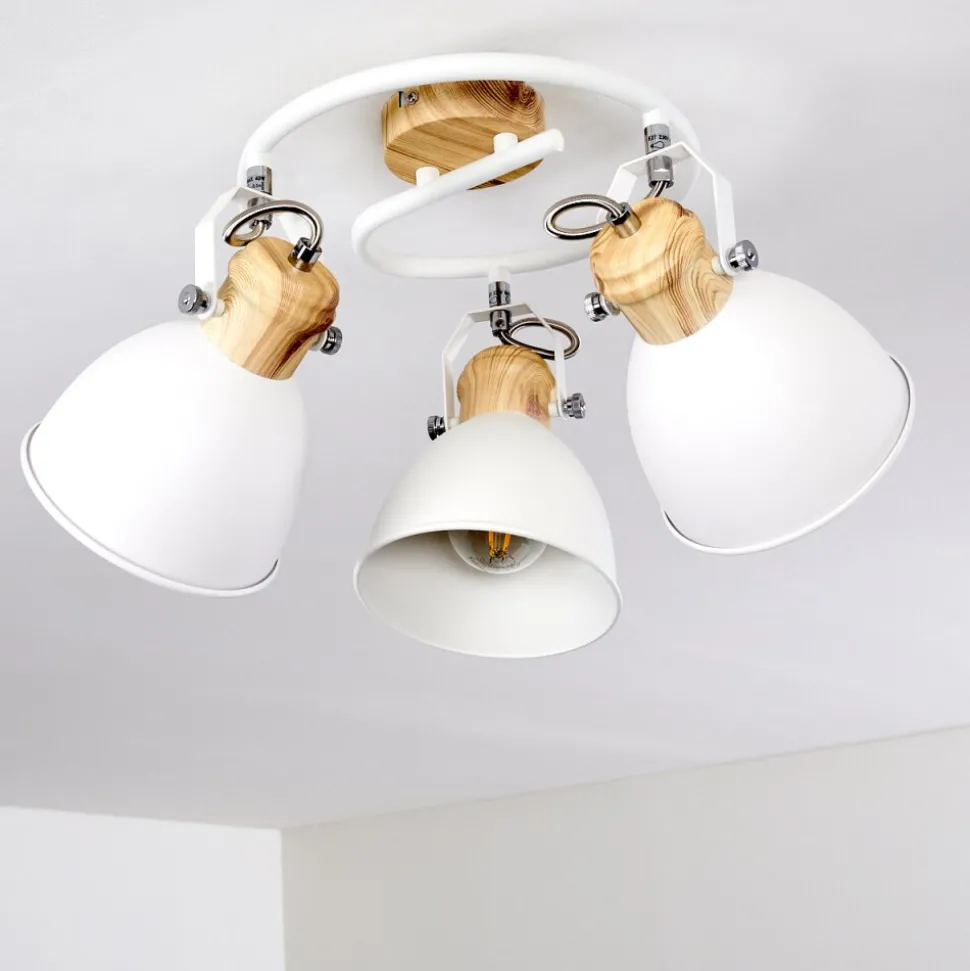 Plafonnier Banjul Bois Clair, Blanc, 3 Lumieres