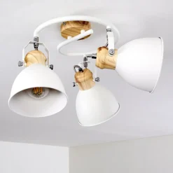 Plafonnier Banjul Bois Clair, Blanc, 3 Lumieres