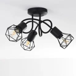 Plafonnier Baripada Noir, 3 Lumieres