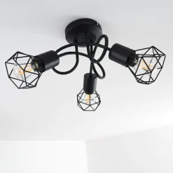 Plafonnier Baripada Noir, 3 Lumieres