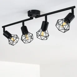 Plafonnier Baripada Noir, 4 Lumieres